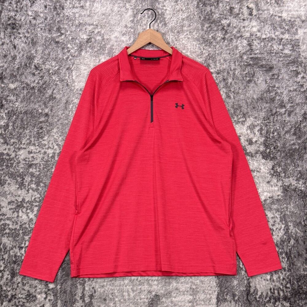 Under Armour 1/4 Zip Mens XL Pink Pullover Sweatshirt Sweater